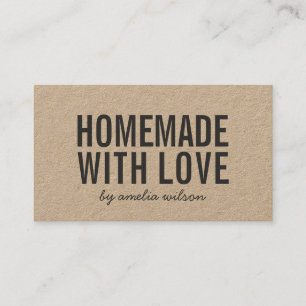 Simple Stylish Rustic Homemade with Love Kraft Business Card