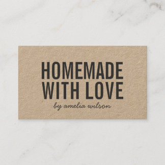 Simple Stylish Rustic Homemade with Love Kraft Business Card