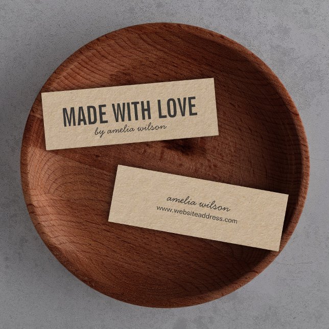 Simple Stylish Rustic Made with Love Kraft Mini Business Card (Creator Uploaded)