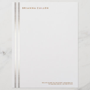 Simple Stylish Striped FAUX Silver Elegant 2 Customized Letterhead