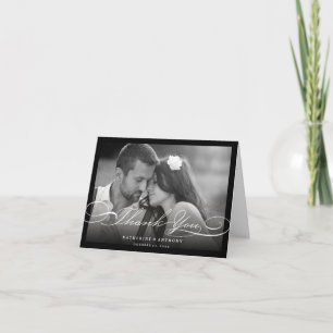 Simple Stylish Thank You Script Wedding Photo Card