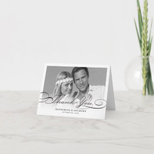 Simple Stylish Thank You Script Wedding Photo Card