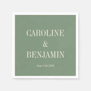 Simple Stylish Typography Elegant Green Wedding Napkin