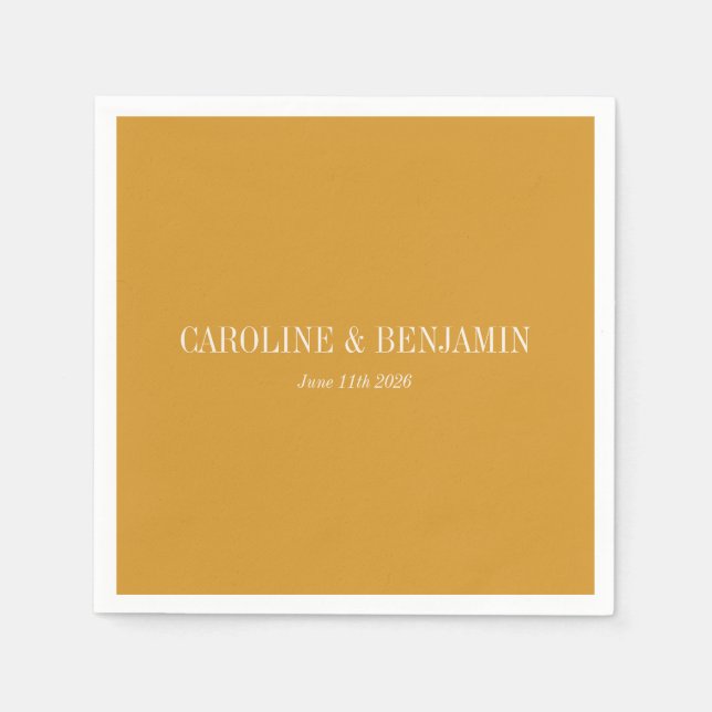 Simple Stylish Typography Elegant Ochre Wedding Napkin (Front)
