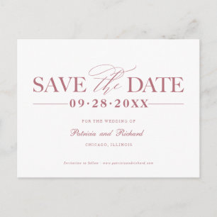 Simple Stylish Wedding Save The  Date Non Photo Postcard