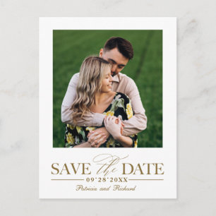 Simple Stylish Wedding Save The Date Photo Postcard
