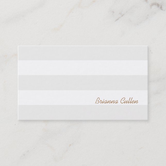 Simple Subtle Neutral Striped Elegant White Business Card (Front)