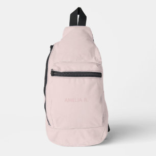 Simple Subtle Pink Name on Soft Blush Pink Sling Bag