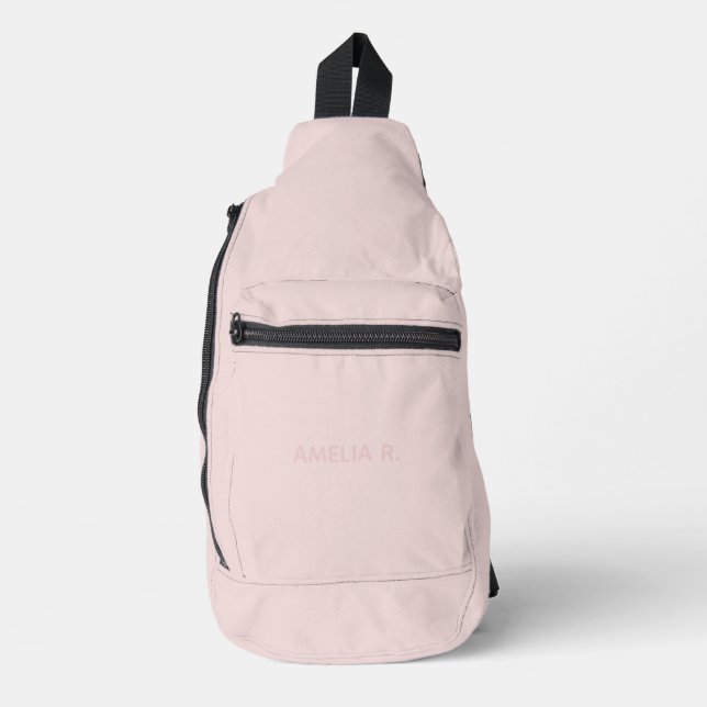 Simple Subtle Pink Name on Soft Blush Pink Sling Bag (Front)