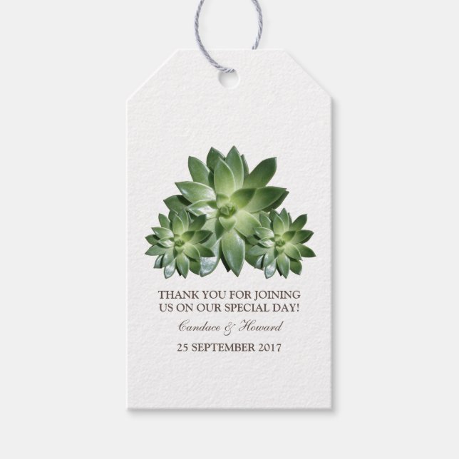 Simple Succulent Wedding Gift Tags (Front)