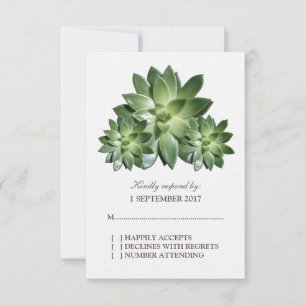 Simple Succulent Wedding RSVP Card
