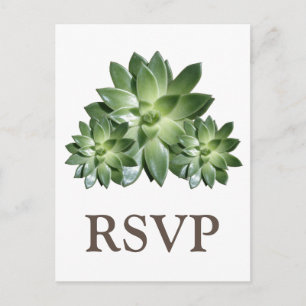 Simple Succulent Wedding RSVP Postcard