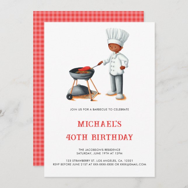 Simple Summer Barbecue 40th Birthday Invitation (Front/Back)
