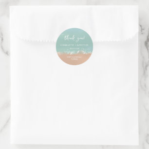 Simple Summer Seaside Beach Wedding Favours Classic Round Sticker
