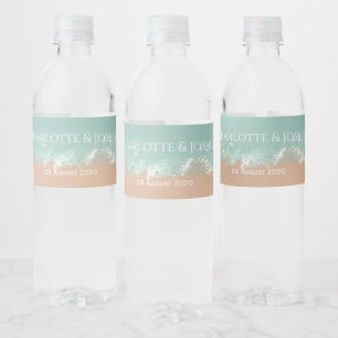 Simple Summer Seaside Beach Wedding Favours Water Bottle Label