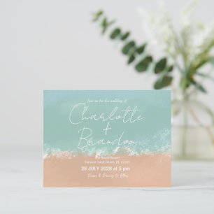 Simple Summer Seaside Beach Wedding Invitation Postcard