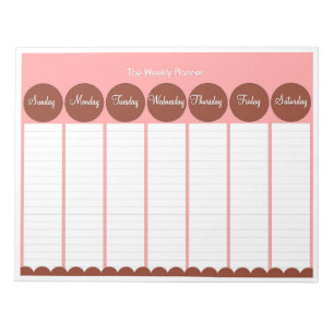 Simple Sunday to Saturday Weekly Planner Notepad