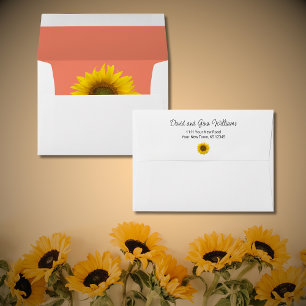 Simple Sunflower Botanical Return Address Envelope
