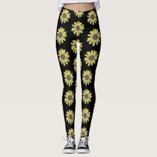 Simple Sunflower Botanical Yoga Pattern Legging