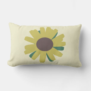 Simple Sunflower Brown Green Yellow Flower Lumbar Cushion