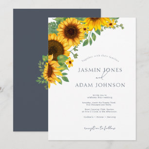 Simple Sunflower Floral Wedding Invitation
