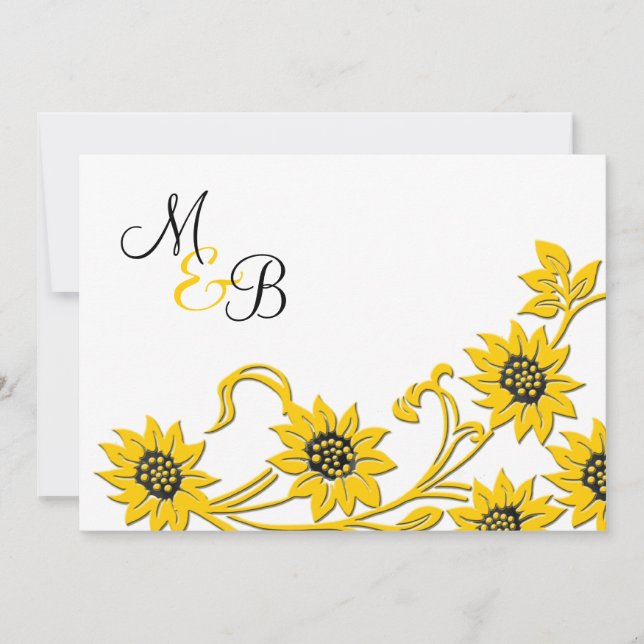 Simple Sunflower Monogrammed Wedding Invitation (Front)