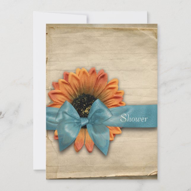Simple Sunflower Natural Organic Bridal Shower Invitation (Front)