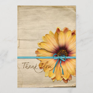 Simple Sunflower Natural Organic Thank You Custom Card