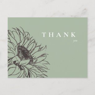 Simple Sunflower Sage Funeral Thank You Postcard