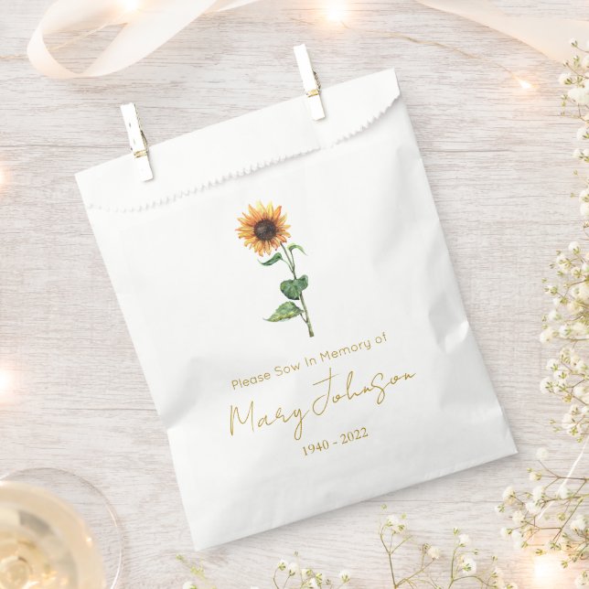 Simple Sunflower Seed packet Funeral  Favour Bags (Clipped)