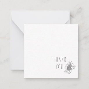 Simple Sunflower Thank You Monogram Blank Card