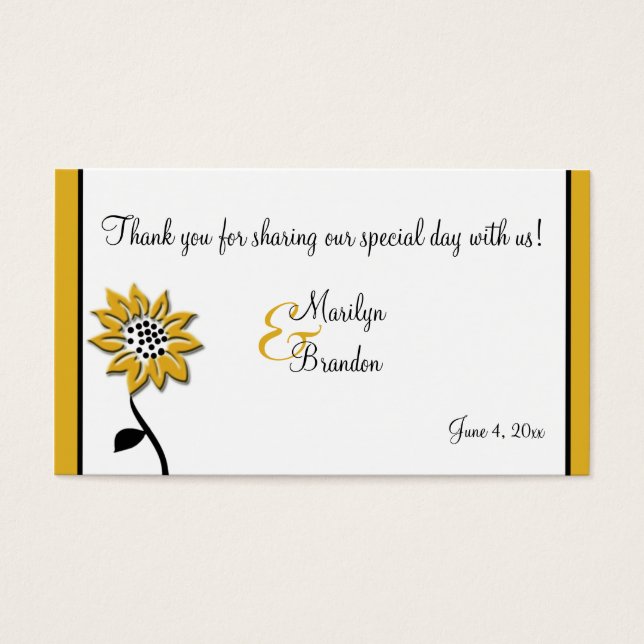 Simple Sunflower Wedding Favour Tag (Front)