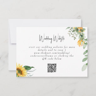 Simple Sunflower Wedding QR Code Website RSVP Card