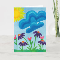 Simple Sunny Day Watercolor Blank Greeting Card 