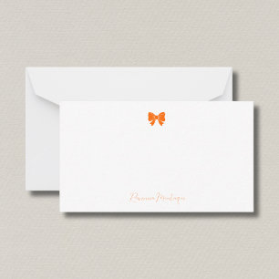 Simple Sunset Orange Chic Bow Handwritten Name  Card