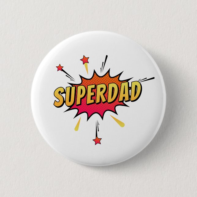 Simple Superdad Comic Retro Pop Art | Pin Button (Front)