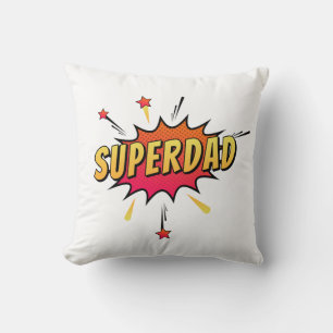 Simple Superdad Comic Retro Pop Art Throw Pillow