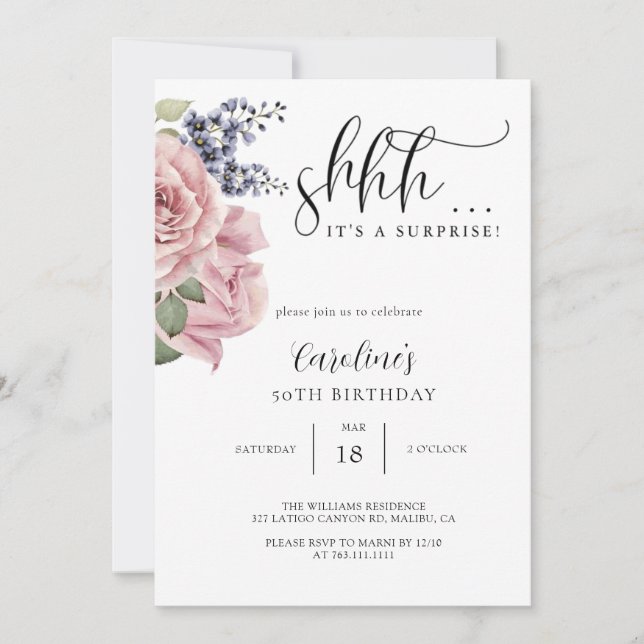 Simple Surprise Birthday Party  Invitation (Front)