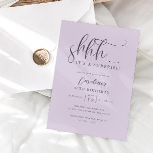 Simple Surprise Birthday Party Purple Invitation