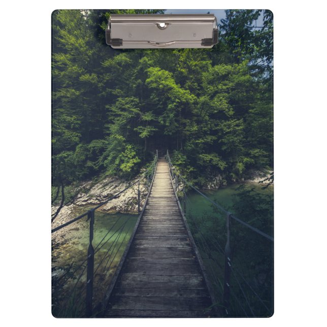 Simple suspension bridge over river Idrijca, Slove Clipboard (Front)