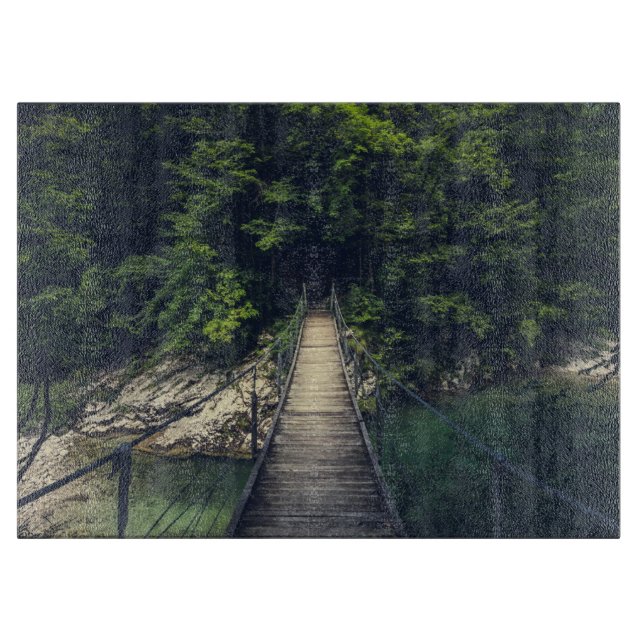 Simple suspension bridge over river Idrijca, Slove Cutting Board (Front)