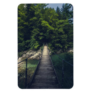 Simple suspension bridge over river Idrijca, Slove Magnet