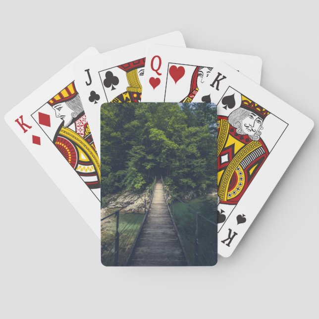 Simple suspension bridge over river Idrijca, Slove Playing Cards (Back)
