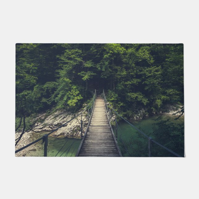 Simple suspension bridge river Idrijca, Slovenia Doormat (Front)