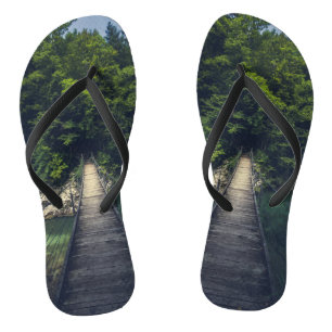 Simple suspension bridge river Idrijca, Slovenia Jandals