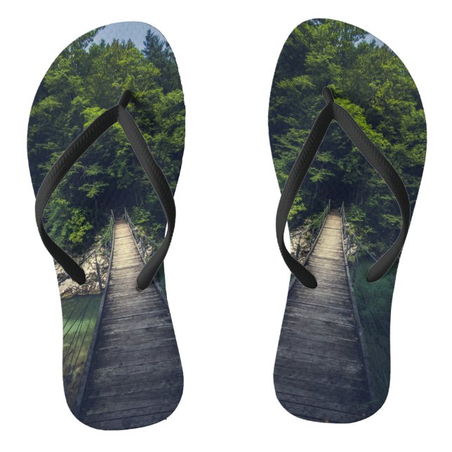 Simple suspension bridge river Idrijca, Slovenia Jandals (Footbed)