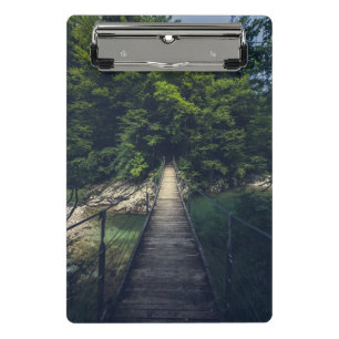 Simple suspension bridge river Idrijca, Slovenia Mini Clipboard