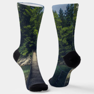 Simple suspension bridge river Idrijca, Slovenia Socks
