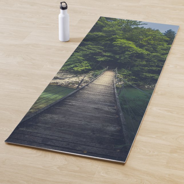 Simple suspension bridge river Idrijca, Slovenia Yoga Mat (In Situ)