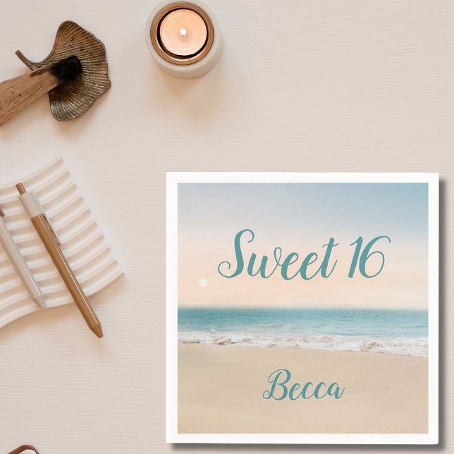 Simple Sweet 16 Beach Theme Party  Napkin (Creator Uploaded)